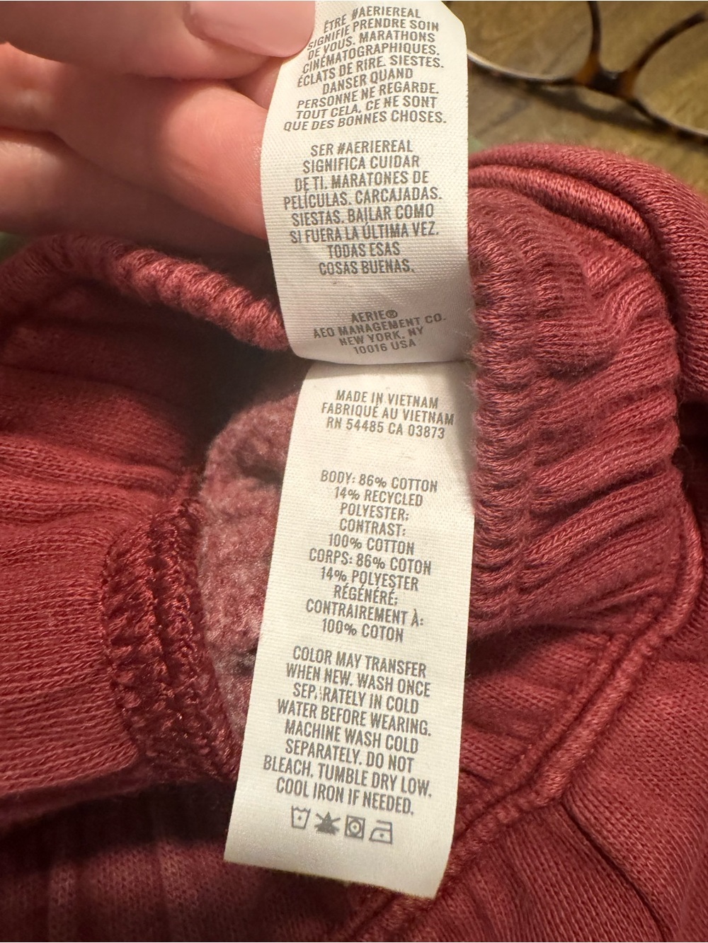 aerie Brick Red Women's Rib-Panel Jogger Pants - Picture 3 of 5